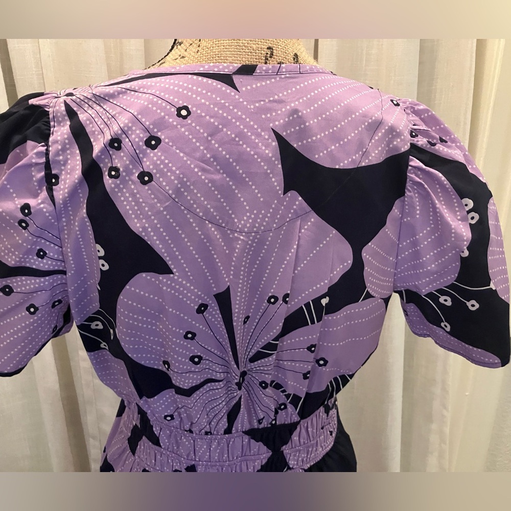 NWOT Anthropologie The Somerset Mini in Lilac Navy Floral Dress S - Picture 9 of 9